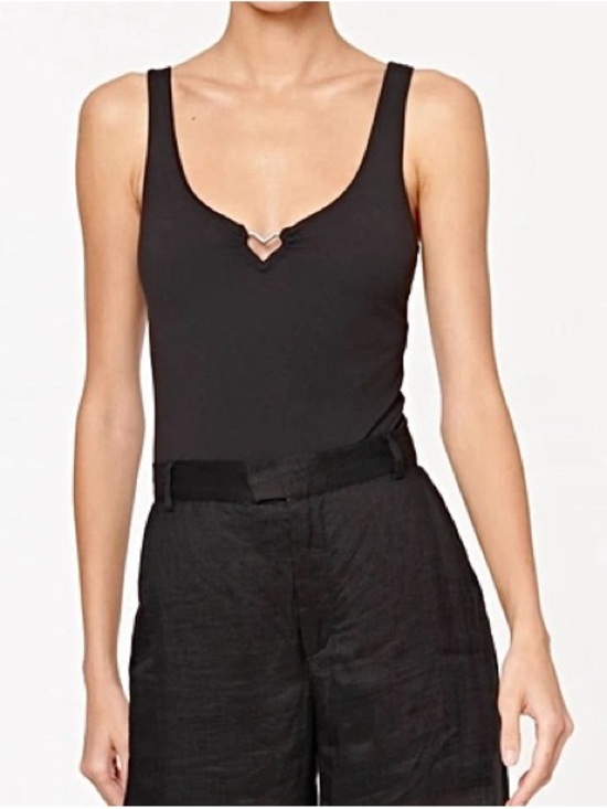 Cami NYC Tops - Cami NYC Camilla Tayma Heart Ring Feminine Y2K Bodysuit Black Size Small NWT!